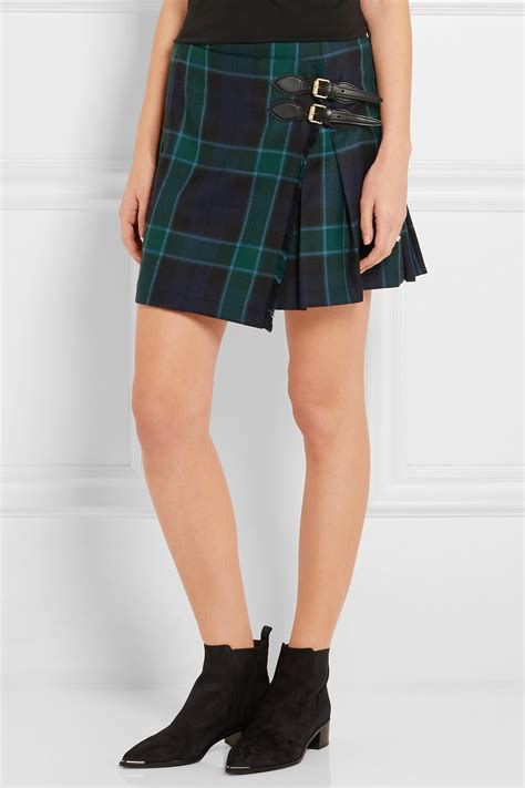 pleated burberry inspired print mini skirt